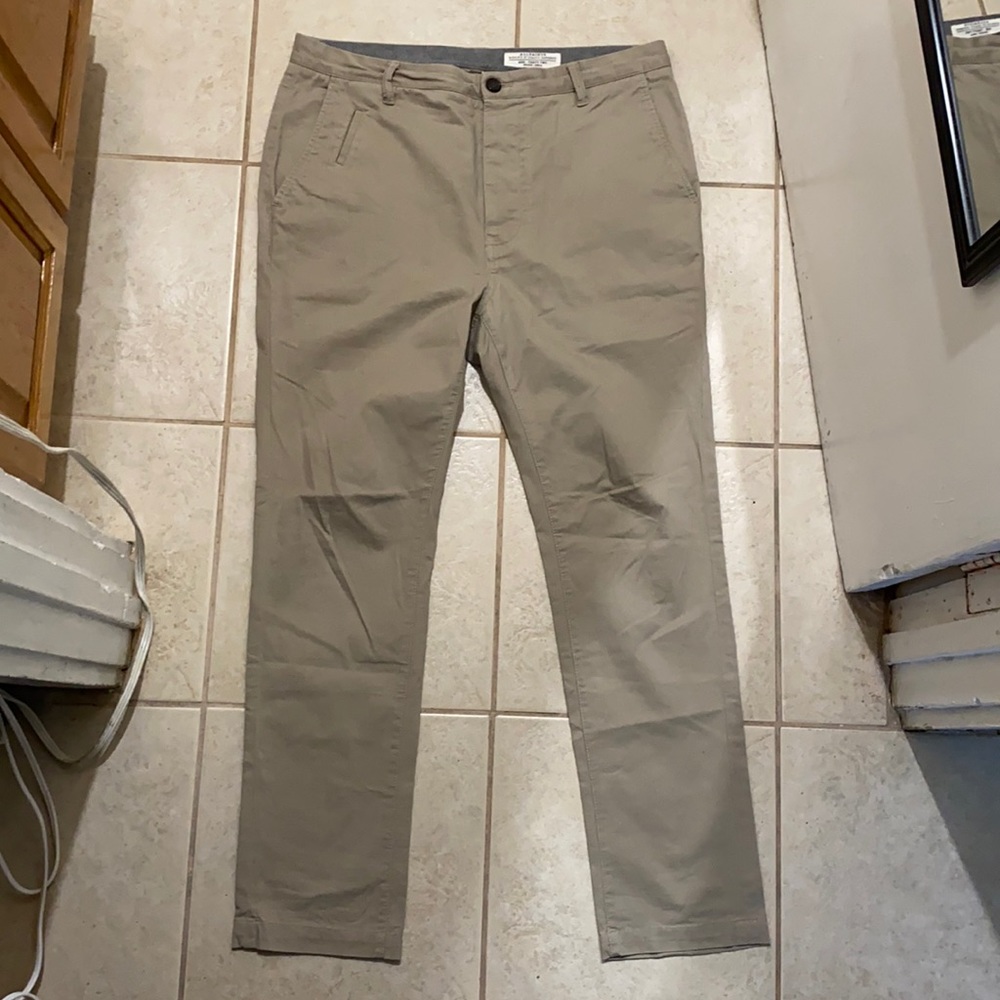 AllSaints Button Fly Khaki Fort Chino Pants
